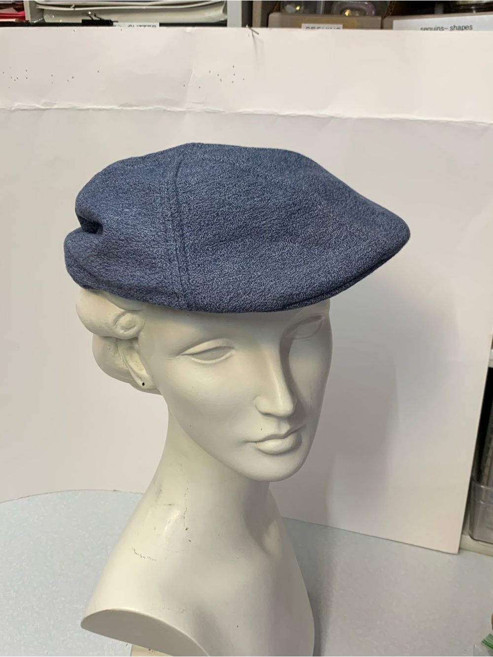 Levi's Blue Marl Ivy Flat Cap Newsboy Cabbie Hat S/M